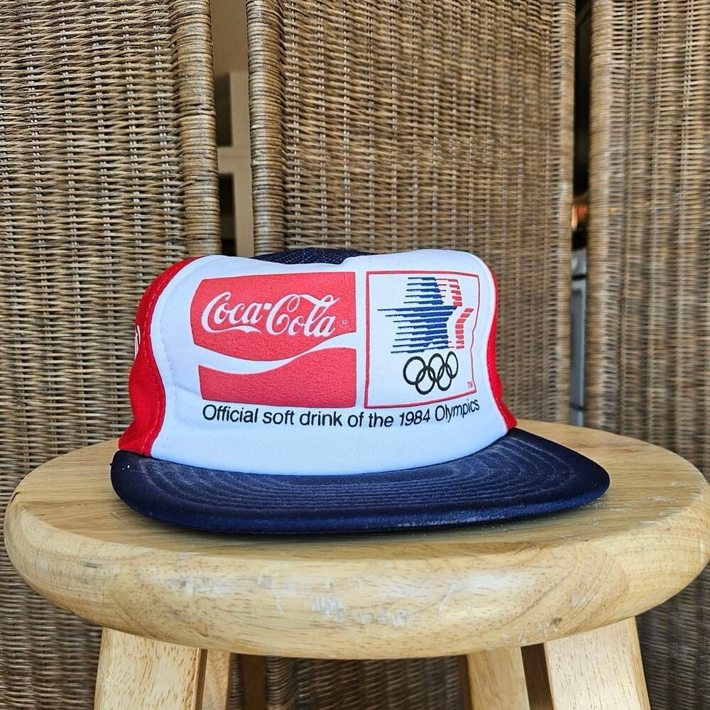 Vintage 1984 Official Olympics Coca Cola Snapback Mesh Trucker Hat